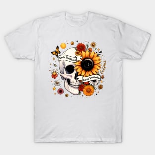 "Kinda Emotional, Kinda Emotionless" Floral Skull T-Shirt